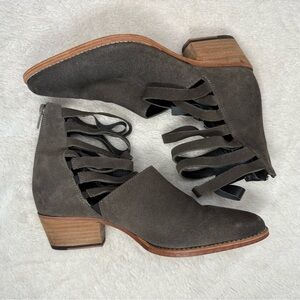 Free People Gray Suede Booties Back Zipper Women’s Size 38 Made in India